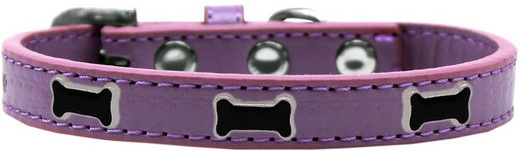 Black Bone Widget Dog Collar Lavender Size 20